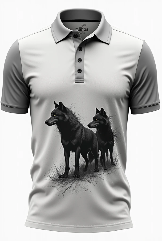 create polo shirt with theme of wolves. Do the design in simple. with scratch of wolves