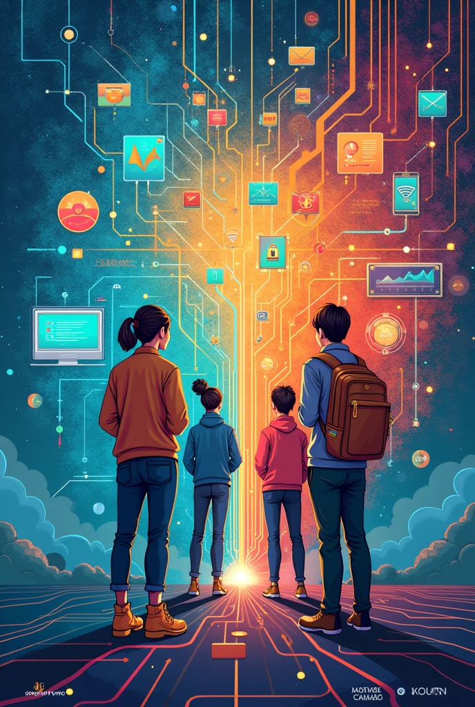 "From Clicks to Progress: Youth Digital Pathways for Sustainable Development make it a poster or slogan drawing with full of colorful Sustainable development