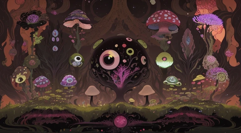 alien, Moss and mushroom monsters、microorganism, Fragments, Streptococcus, fungus, Xiqi, Unknown planet, It is impossible, unique evolution, molecular, atom, New discoveries, Use bright colors, naturalist aesthetic,Takashi Murakami、Diane Dillon、Album Cover Art、Perfect、smooth、pixiv、CG Society