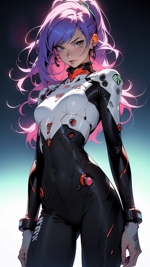 ((Best Quality)), ((Masterpiece)), (detailed: 1.4), (Absurd), 35-year-old adult woman with Simon Bisley-style micro thong, Genesis evangelion neon style clothing, 2 piece clothing, colored hair, tattoo on arms, cybernetic hand, pastel, centered, scale to fit dimensions, HDR (High Dynamic Range),Ray Tracing,NVIDIA RTX,Super-Resolution,Unreal 5,Subsurface dispersion, PBR texture,  Post-processing, Anisotropic filtering, Depth of field, Maximum clarity and sharpness, Multilayer textures, Albedo and specular maps, Surface shading, Accurate simulation of light-material interaction, Perfect proportions, Octane Render, Two-tone lighting, Wide aperture, Low ISO, White balance, Rule of thirds, 8K RAW, crysisnanosuit