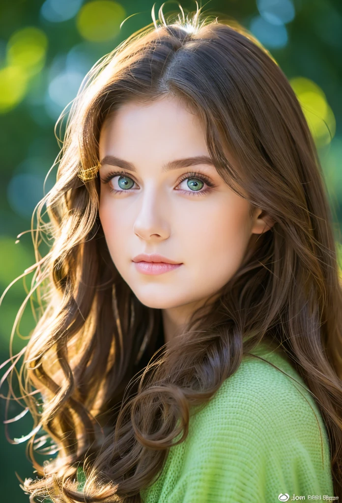 arafed woman with long curly hair and blue eyes posing for a picture, soft portrait shot 8 k, young beautiful woman, with green eyes, beautiful young woman, with stunning eyes, photo of a beautiful woman, a beautiful young woman, very beautiful young woman, portrait of a beautiful model, girl with brown hair, dreamy green eyes