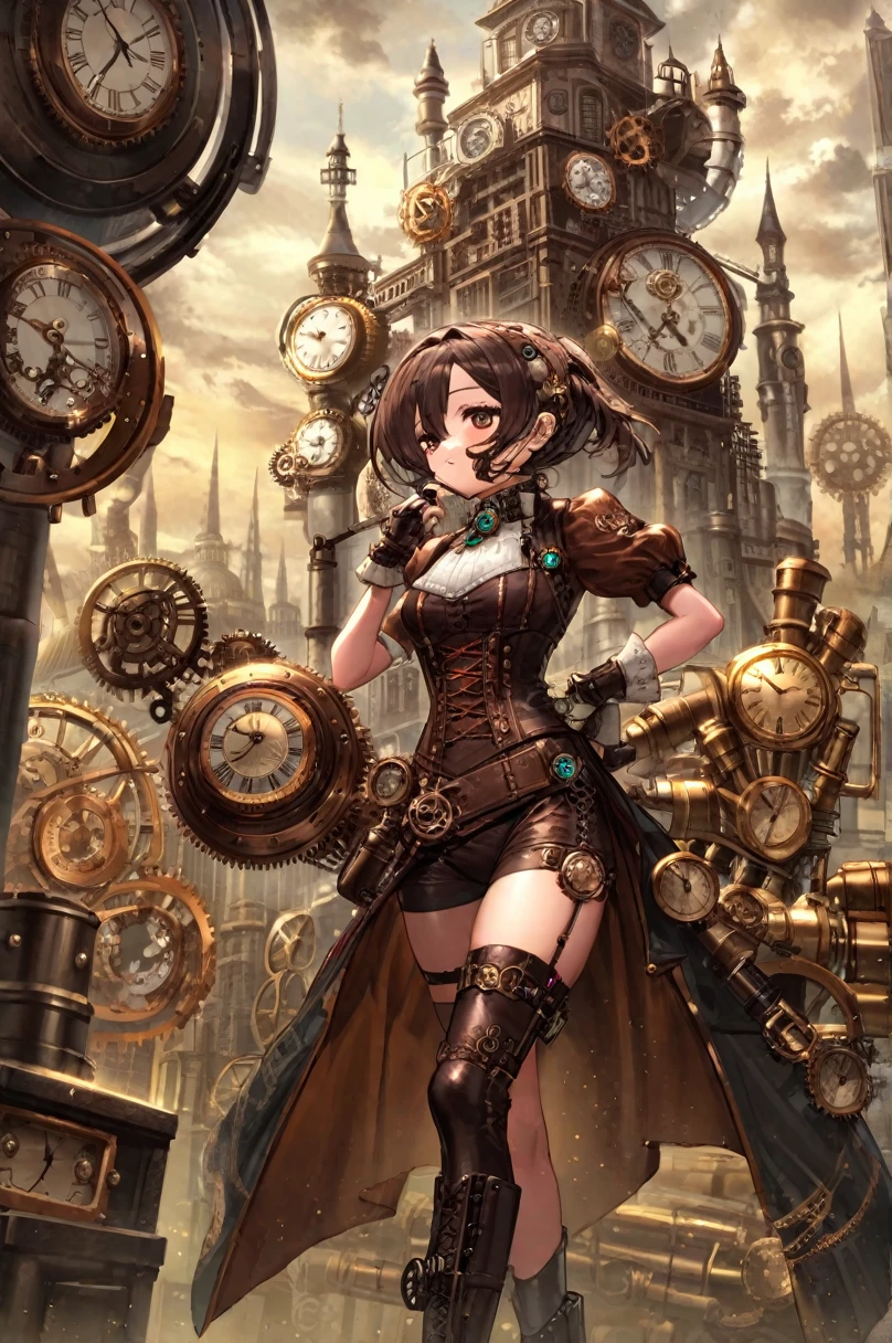 Android、Full Face、Female type、steampunk、clock tower