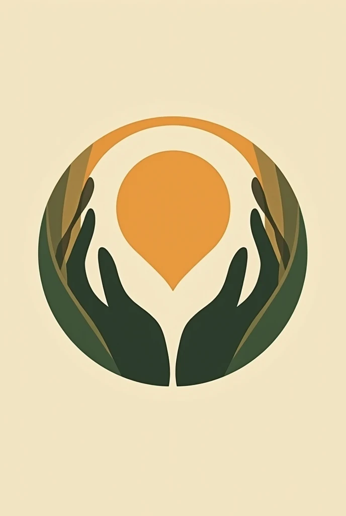 Circle logo for friendmetwin. Symbol for willing to listen people and emphaty, with warm, strong, authentic, and easy to remember symbol and colour, bring strong green and brown into the colour, boho nuance, no added hand or human
