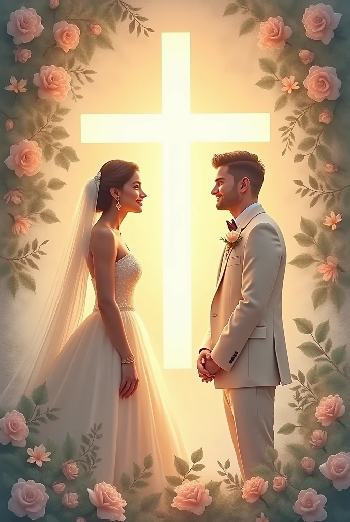Christian marriage invitation card (english only)
- A beautiful image of a cross or a Bible verse

-broom name -Deepika 

-bride name-Raj Kumar
-date On 18th August 2024 at [Time]
-venue- At Hallelujah Ministries Main Church, Markapuram 
Provide all above details in the card

