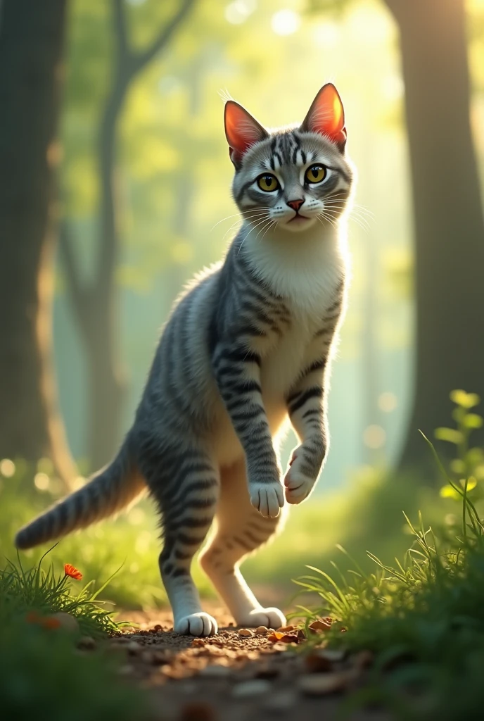 Draw a cat that walks on two legs.
