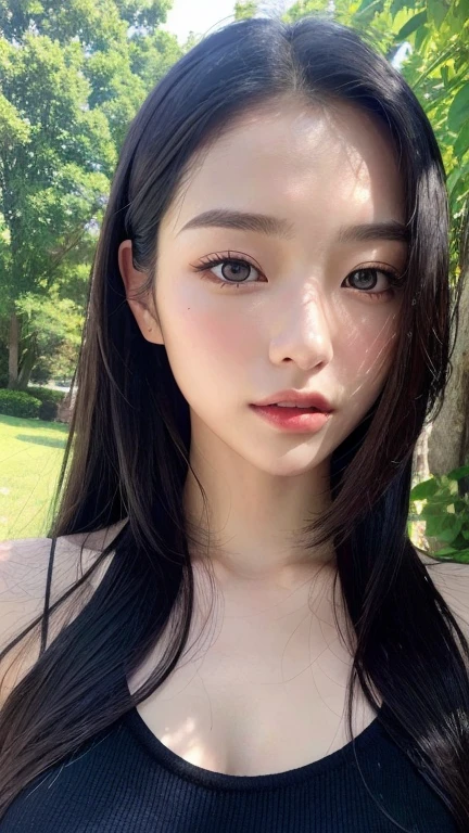 ((surreal、Super detailed image, maybe a photo.,Captures the details of the skin texture of an incredibly beautiful woman..))long straight black hair。outdoors.
