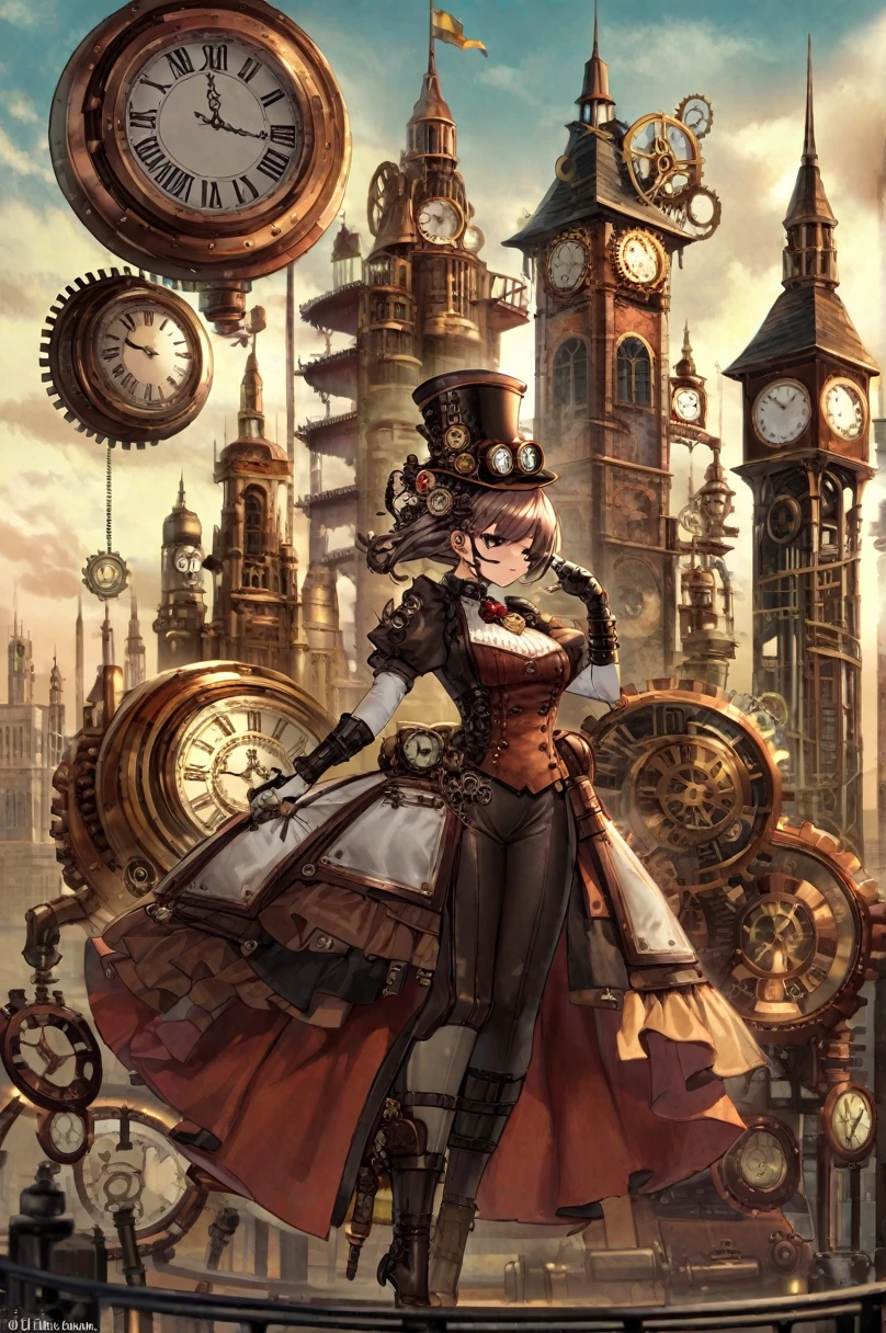 Android、Full Face、Female type、steampunk、clock tower
