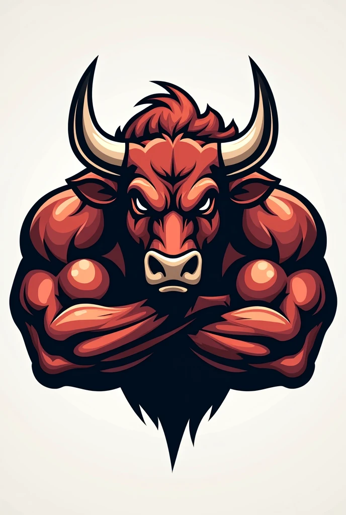Bull head logo with biceps behind