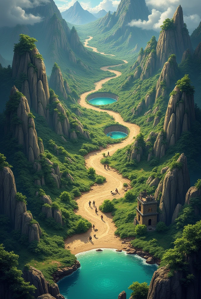 - The board can be divided into different regions of the Lost World, each one representing a challenge or treasure to be conquered by the players.
- Each region of the board can contain visual or textual clues about the challenge or treasure that players will find as they venture through it..
- Points of interest, like mysterious caves, dense forests, steep mountains and ancient temples, can be included on the map to represent locations where players can find treasure or face challenges.
- The map may contain trails or paths that players must follow to advance in the game., with obstacles like rivers, broken bridges or gorges to be overcome.
- Interactive elements, such as magical portals that take players to different parts of the board or secret locations where special treasures are hidden, can add a layer of surprise and strategy to the game.
These are just a few suggestions on how the Lost World game board map can be designed.. Feel free to add details and elements that make the gaming experience even more immersive and exciting.. Venture into the Lost World and discover all the secrets it holds!