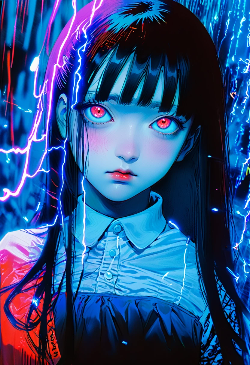 surreal horror, anime style, directed by Junji Ito, high contrast, vivid colors, eerie atmosphere, psychological tension, intricate line work, decapitated heads