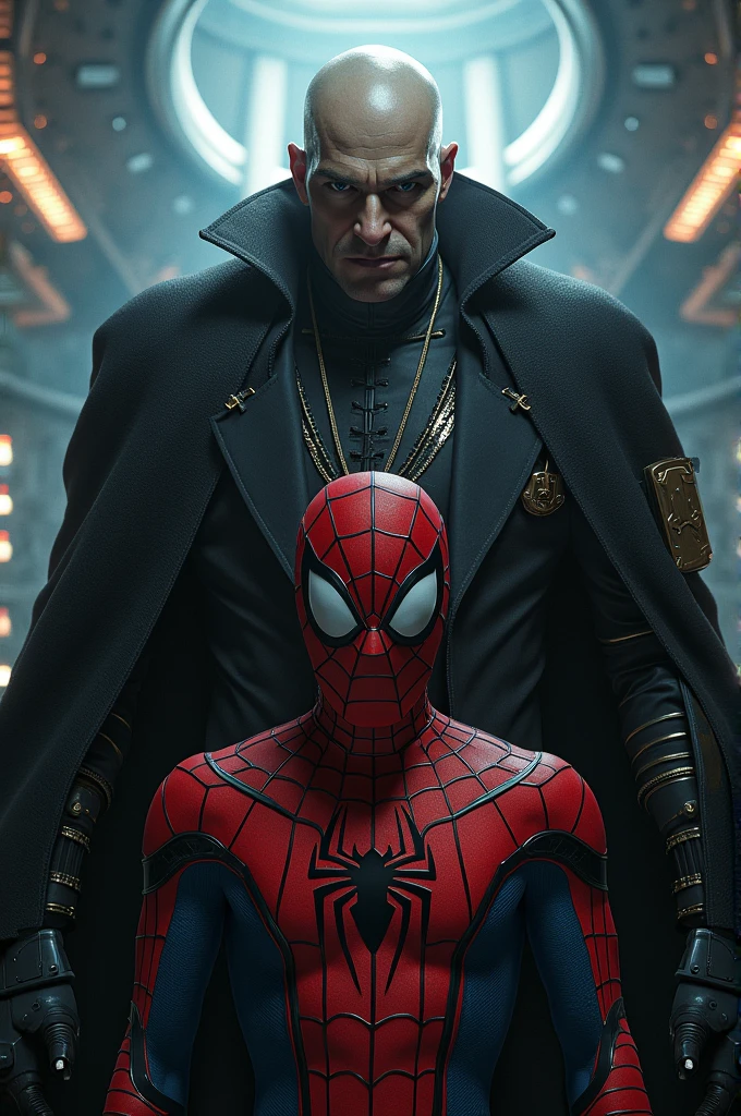 Make a really cool genius step on Spiderman