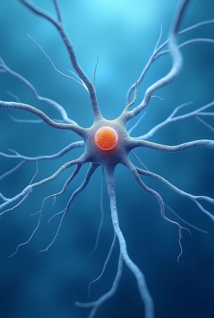 Human body cell called neuron being displayed on a blue background