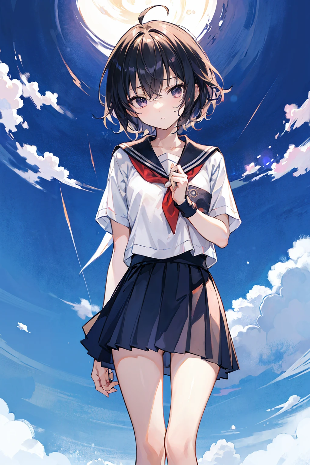 God-like quality, Anime Moe Art Style,Best Anime 8K Konachan Wallpaper,Amazing anime 8k,Perfect Anatomy, (Please draw a girl walking sleepily to school.. ),break, One person, (alone,,child,13 years old:1.3),Middle school students, The charm of androgyny, (Very short hair),Messy Hair, Complete limbs, Full Finger,Flat Chest, Small Ass, between legs, Small eyes,Precise black eyes,Disgusted Eyes, school uniform, School zone. break,Very detailed,High resolution,Very detailed肌, Professional Lighting,8k eye detail, (cool illustration:1.2),