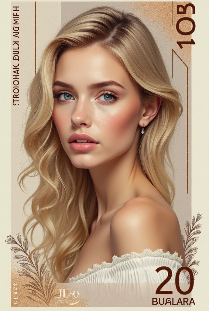 create money for a country with the image of a young blonde woman