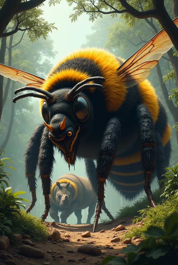 Giant obese bee that eats rhinoceros