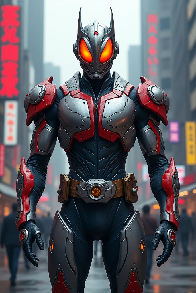 Kamen Rider Faiz 555 Transforms with a cell phone Black body with red lines Silver on chest and other parts Yellow eyes