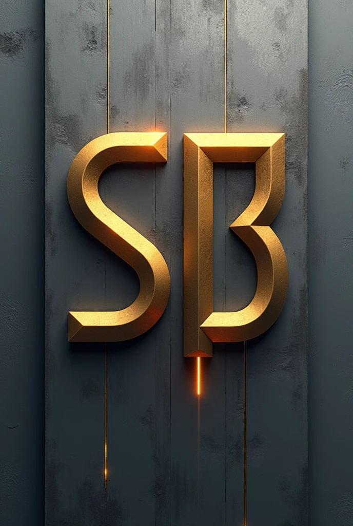(photorealism:1.2),A logo that looks like a combined letter "S" and letter "B", font style looks more futuristic and the color is gold. The background should be a textured gray surface