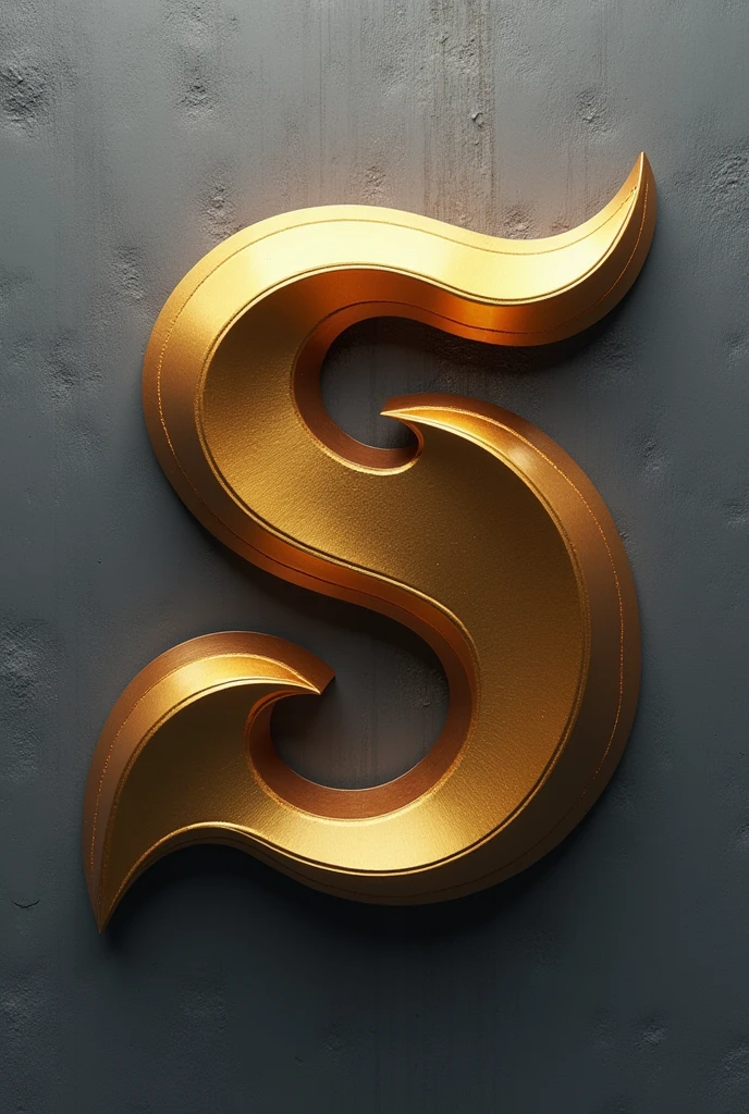 (photorealism:1.2),A logo that looks like a combined letter "S" and letter "B", font style looks more futuristic and the color is gold. The background should be a textured gray surface