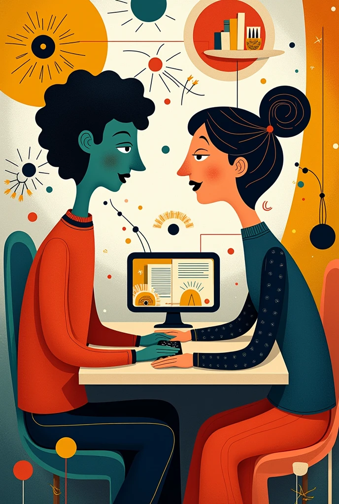 FINANCES AS A COUPLE WITH A HOME COMPUTER IN THE MIRÓ STYLE