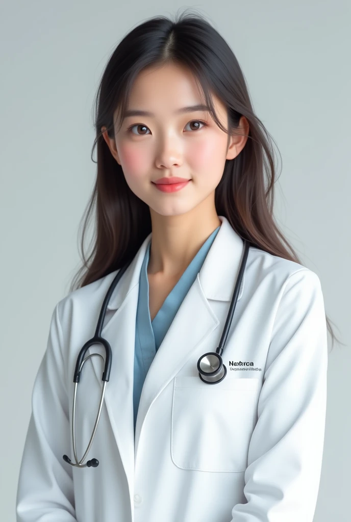 I want a doctor girl pic with white doctor coat with my name wabra