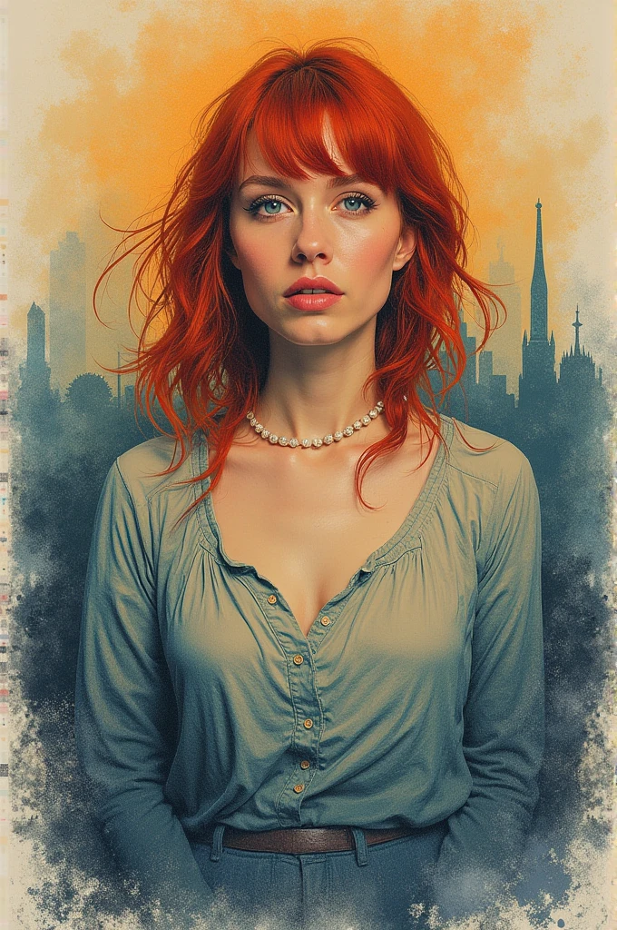 Recreate the album cover high as hope by Florence and the Machine as if it had been painted with crayons, with a background with light and shadows also made with crayons, respecting the respective colors of the album cover.
