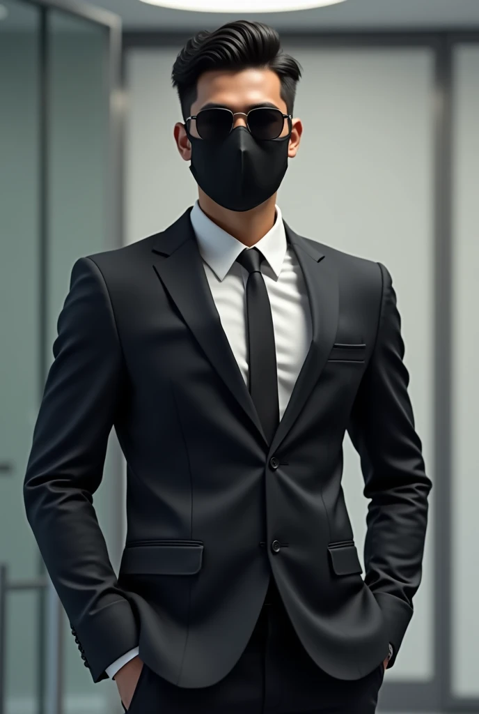 21 saal ka bhartiye ladka ankho PE kala chasma chahre pe mask gardan tak na jaye chahre tak hi hair black office belejar narmal body chahre gora 