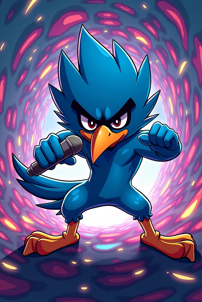 Image for a YouTube channel of music and rap battle Mordecai from Regular Show written in Vortex vibe