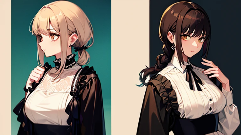 Edge CT, blouse, wearing Edge CT, chic tops, Cowboy Shot, Freezing, Twin tails, Earrings,, ultra detailed, masterpiece, Highest quality, beautiful, detailed,