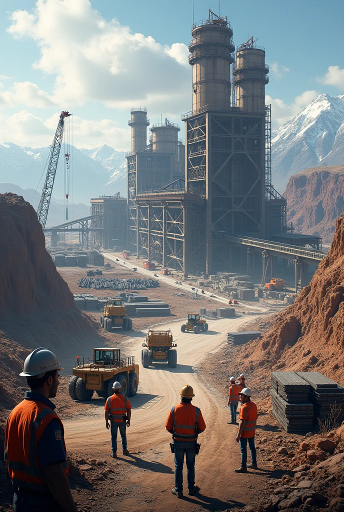 UNDER CONSTRUCTION SITE OF A STEEL PLANT REALISTIC IMAGE