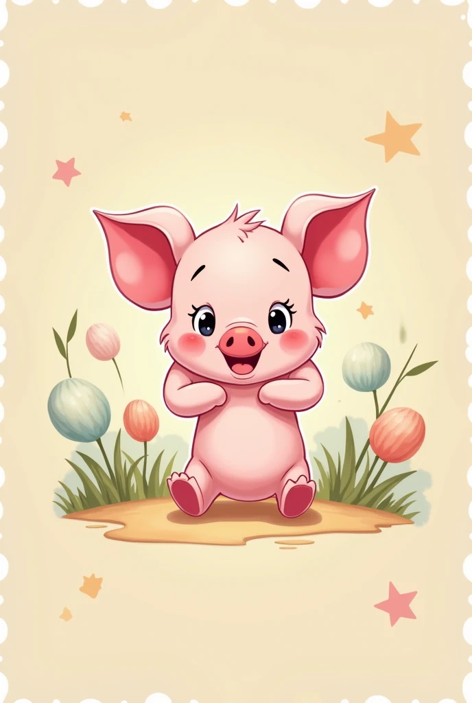 cute、Piglet、anime、2D、テレビanime、Child、happy、stamp