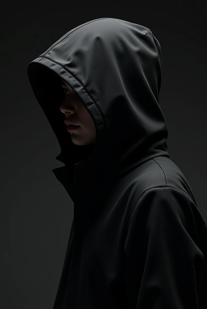 Profile picture of a hooded city guy dressed all in black and hiding his face 