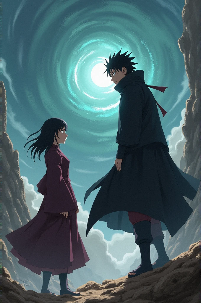 Draw a picture of Obito with Shizuki from Hunter x Hunter