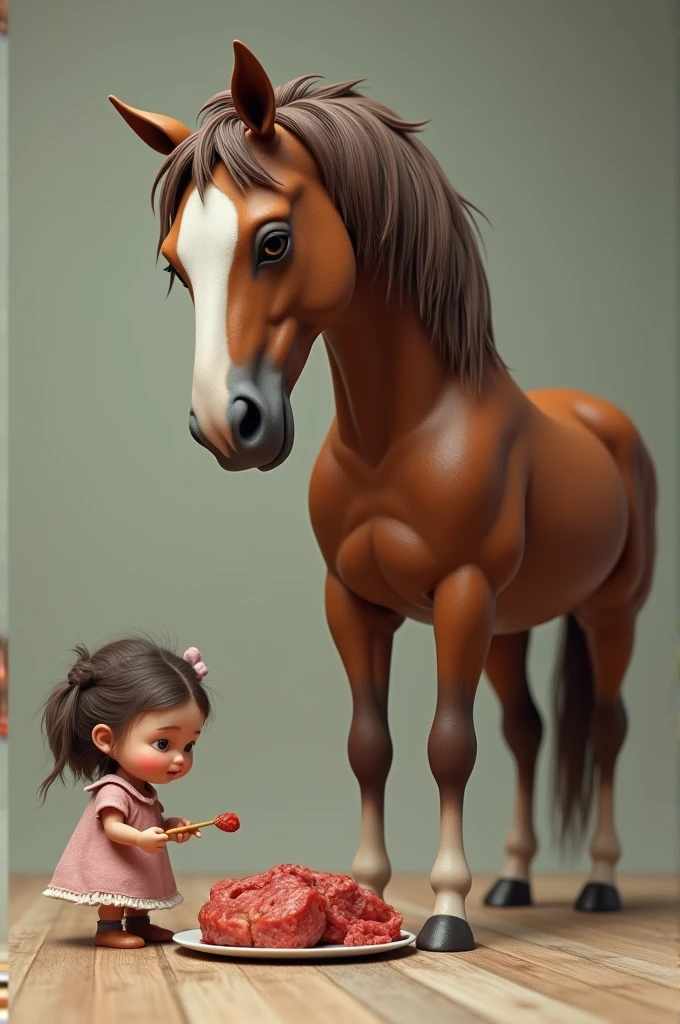 Girl eating a horse