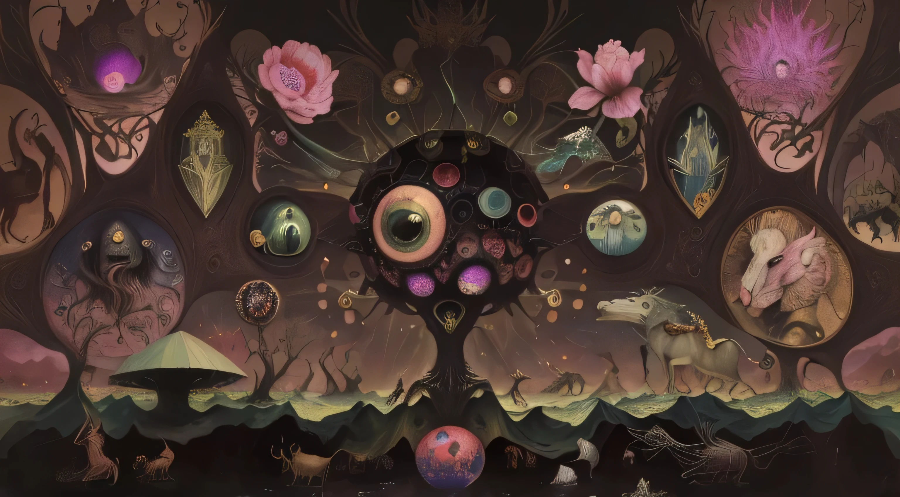 Surrealism, monster,Hieronymus Bosch, Very sharp,masterpiece,best quality,illustration,The style of Hieronymus Bosch