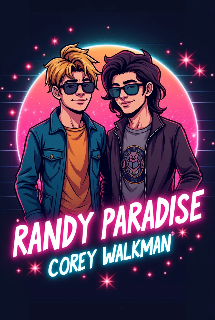 I need a logo for a YouTube channel.
The two hosts are going by the names RANDY PARADISE and Corey WALKMAN, try to visualize the best logo which represents the to hosts, it should look like a 80's reteo logo