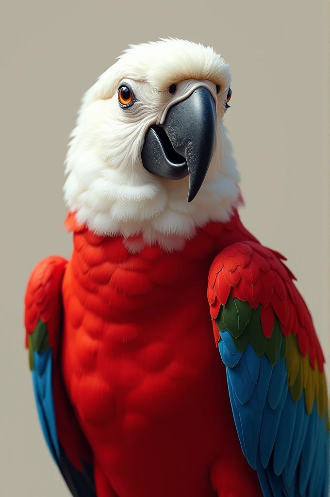 White head Parrot red shirt and stand parrot clean background
