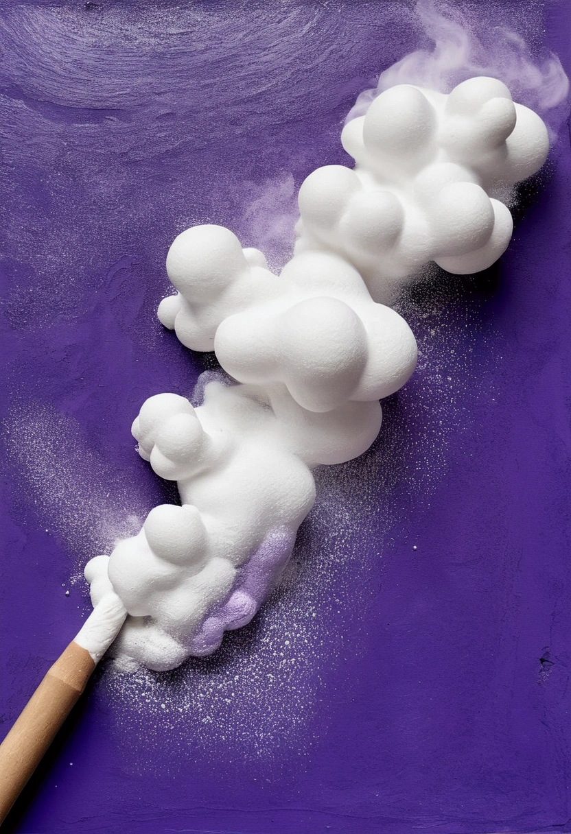 A painting,Inspired by Yayoi Kusama:(((Chalk painting,Oil stick painting,Volume,Thick coating,Uneven texture,Plaster texture,Graffiti,Dot)))。(a volcano erupts。White smoke。), Bright colors, Purple和, cute的, Bright colors,cute, Lavender Color and Color Schemes, 和Purple的配色方案, Beautiful Art, Purple, Whimsical Art, 和Purple色调, Close together,, spring, Inspired by Tomokazu Matsuyama, Delightful