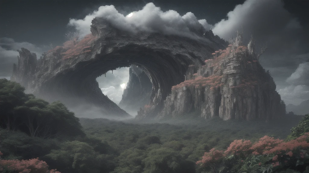 angry, Gray robes billow in the wind, complex, cloud, Hazel eyes, equipment, ultra-detailed, Clear focus, Mountain, (Line Art:1), site, Alien landscapes and vegetation, peaceful, food, (detailed), Surrealism设计, 8K, (Night, high quality, the best_quality, Bodybuilder:0.9, masterpiece:1.1), Surrealism, the best quality, workshop, Professional photographer, ((masterpiece)), The essence of floral beauty, (coral flower, Magic failed), Landscape stretching, author:Subterfugitive, (extremely complex), White wizard shirt with gold trim, You can see a giant music studio blending into the jungle