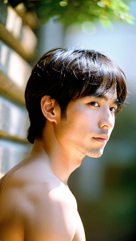 (Highly realistic photos, concentrate、High resolution, Detailed face, Detailed Hair,fine grain),Japanese men, 30 years old 1 person,Only one person is in the photo、(Natural look), Upper body portrait,masterpiece, Hirotoshi Fukubara, Please draw the 13th head of the family, Hirotoshi Fukuhara, as a modern-day handsome man.,  Sengoku period, Hairstyles are in line with trends、Background is white, 85mm candid full-body, soft shadows, south of France. Shot on analog camera with Kodak Portra 400 --ar 3:4 --style raw