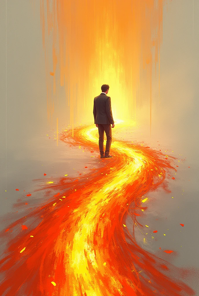 A trails of flame towards success in an easy scribble art style