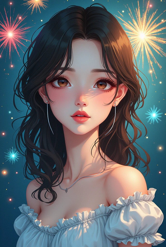 anime manga illustration cartoon style, selfie portrait, beautiful woman, brown hair, all Tiffany Blue, tarot cards style frame, fusion of watercolors and oil paintings, fusion of paper cutting and shadow puppetry, shading effects, gradation magic effects, glitter effects, (ultra detailed, absolutely resolution, best quality:1.3), 2.5D, delicate and dynamic, artistic photography, hyper realistic, graphic CG digital art, (background rainbow fireworks)