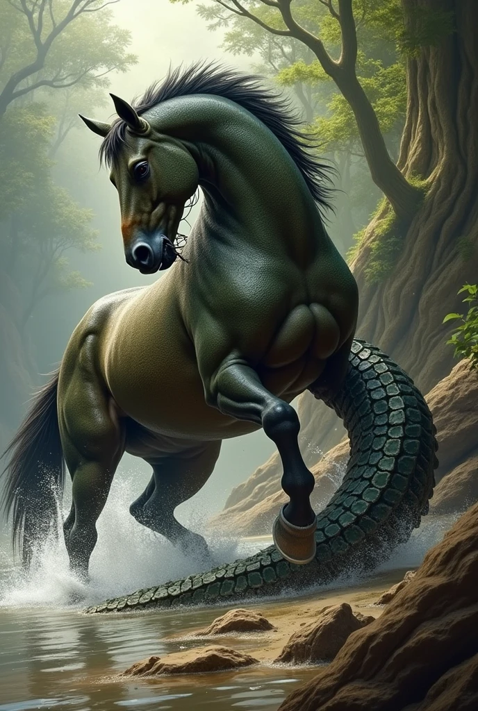 Reptile bite horse tail