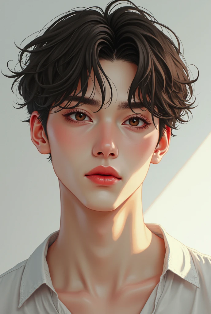 179cm, a guy white porcelain like skin from my mom. i got a pretty face with straight eyebrows. messy brownish hair, i never really care to style it so it's just messy most of the time. and my lips are naturally pinkish.