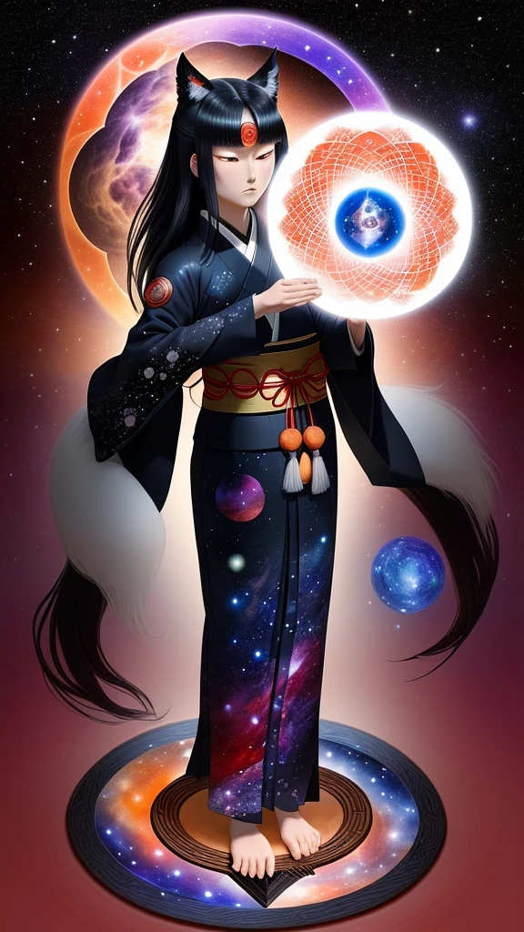 Describe the universe as seen through the eyes of Ame-no-Minakanushi-no-Kami, who resides at its center,japanese god,man