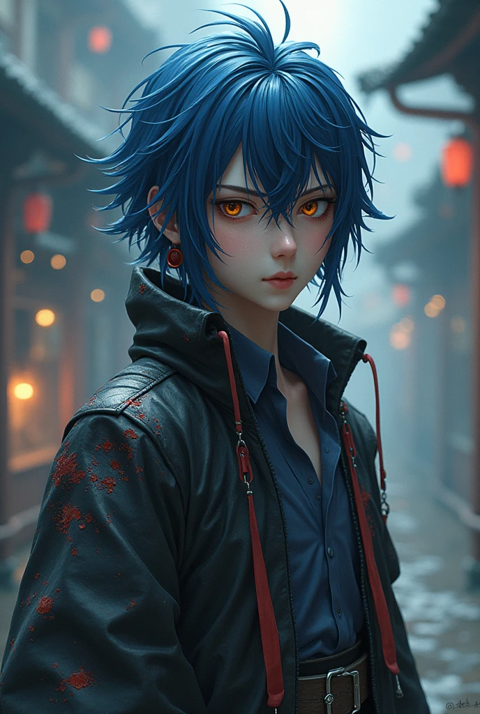 Skarmusha. The sixth of the eleven Fatui.
Skarmusha имеет нелюбезный характер, he is hard to get along with, because he doesn&#39;t know, when to bite your tongue. Even his Fatui comrades, Seems, don&#39;t like him. 
A young man with a fragile figure and a beautiful face, youthful appearance, shorter in stature, with indigo hair, that reach to the shoulders. Skarmusha выглядит довольно дерзко.