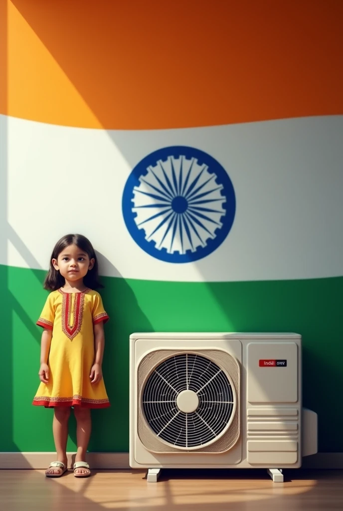 Split AC and girl indian flag