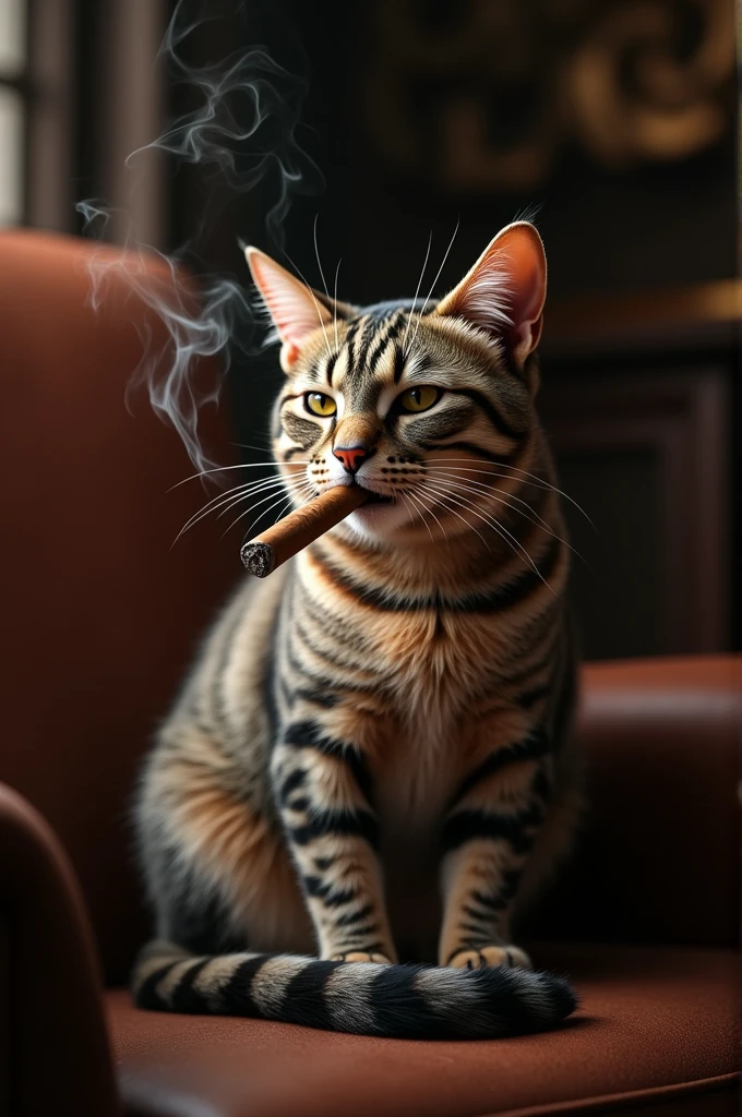 cat smoking a cigar 