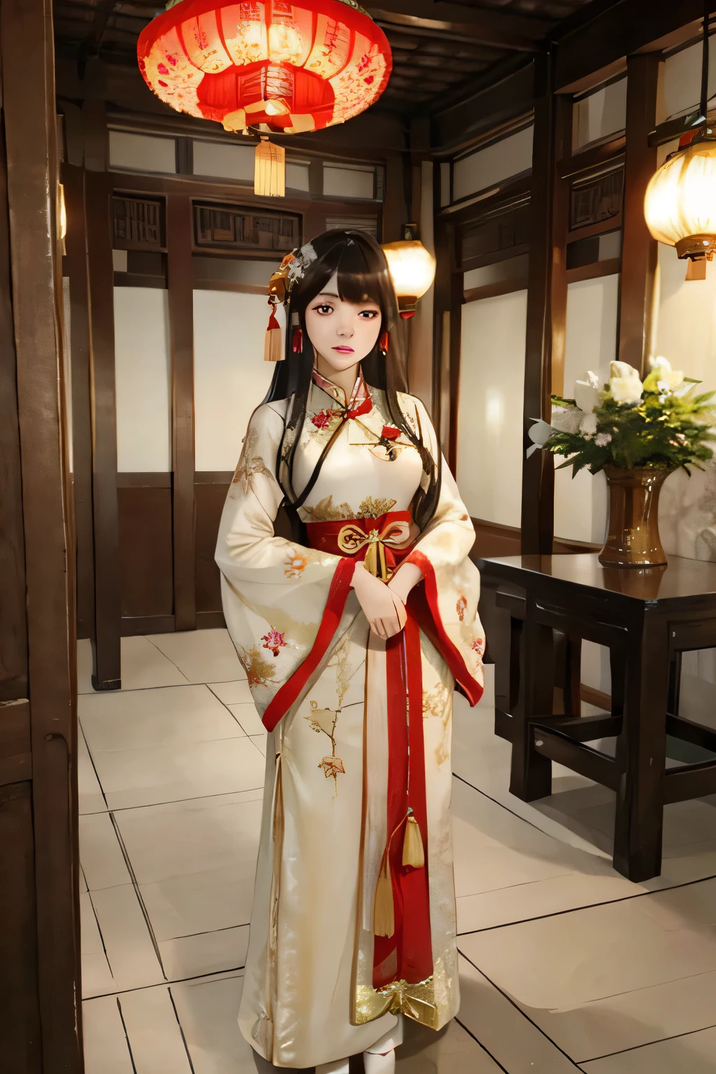 high resolution, Hanfu, beautiful girl, age 22, long hair, High quality, Chinese dress, full body, Antique dress, Hanfu Dress, Ming Dynasty Chinese Dress, Ming Dynasty, Folk Girl, in the city, Agasshi., Beautiful face