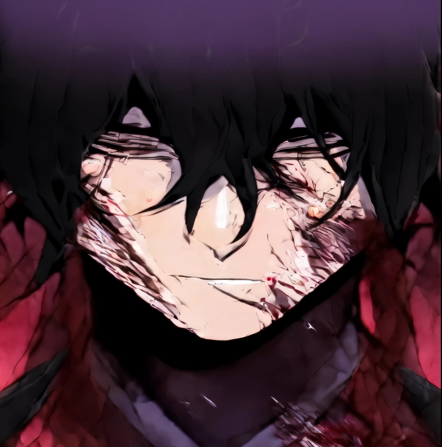 anime character with black hair and red eyes looking at something, your eyes are bleeding heavily, gapmoe yandere grimdark, portrait gapmoe yandere grimdark, gapmoe yandere, alucard, he is very threatening and evil, yandere, 坏蛋动漫8 K, okata kazuto, hijikata toushirou, handsome guy in demon slayer art