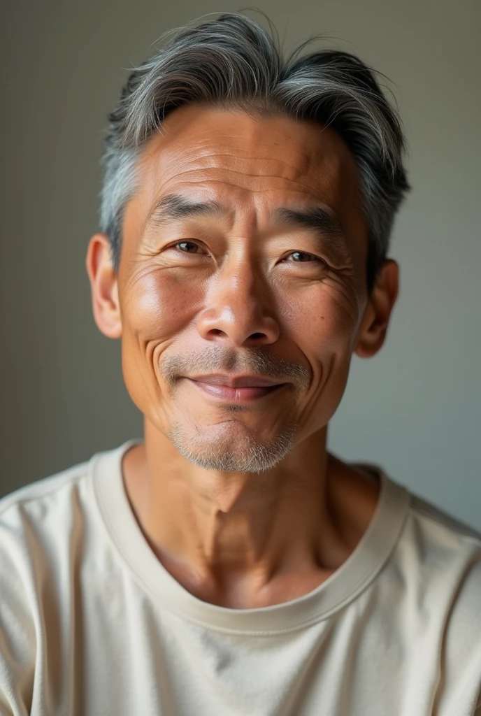 Asian man, retired but healthy, slightly muscular, attractive.